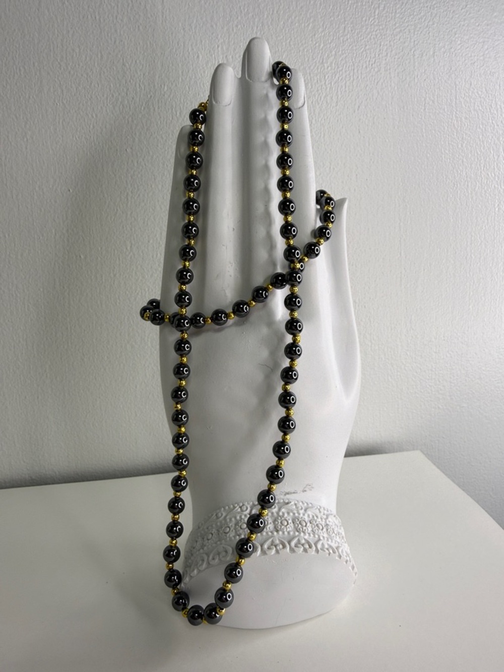 Gold and Hematite Beaded Necklace and Bracelet Set